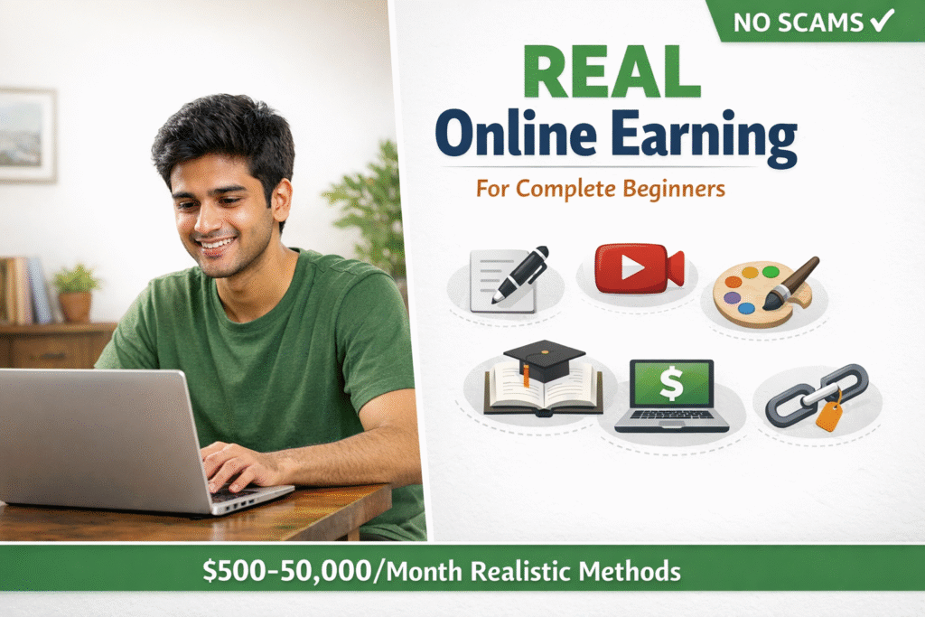 Real online earning methods for beginners means legit and practical ways to earn money using the internet, even if you’re starting from zero.